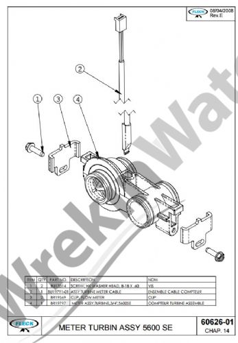 Fleck 60626 - Meter assembly 8m3 SE/SXT Wafer Type